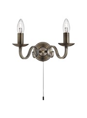 Searchlight Richmond Traditional Double Wall Light - Scroll Arms - Antique Brass Searchlight Richmond Traditional Double Wall Light - Scroll Arms - Antique Brass