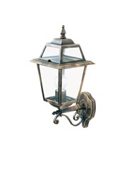 Searchlight New Orleans Outdoor Wall Uplighter - Black & Gold - Clear Glass