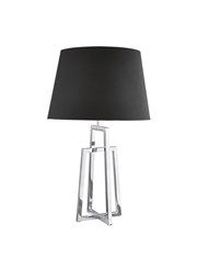 Searchlight Crossed Frame Table Lamp - Chrome - Black Tapered Shade