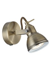 Searchlight Focus Industrial Wall Spotlight - Antique Brass - Switched