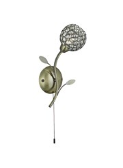 Searchlight Bellis Ii Wall Light - Antique Brass - Clear Deco Glass Shade - Pull Searchlight Bellis Ii Wall Light - Antique Brass - Clear Deco Glass Shade - Pull