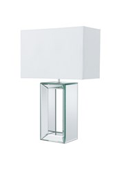 Searchlight Hollow Centre Rectangle Table Lamp - Mirrored Chrome - White Shade Searchlight Hollow Centre Rectangle Table Lamp - Mirrored Chrome - White Shade