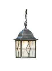 Searchlight Genoa Outdoor Pendant Light - Traditional - Black/Silver/Lead Glass