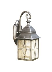 Searchlight Genoa Outdoor Lantern Wall Light - Black/Silver/Lead Glass Searchlight Genoa Outdoor Lantern Wall Light - Black/Silver/Lead Glass