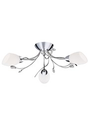 Searchlight Gardenia Ceiling 3 Light - Chrome - Crystal - Opal Glass Searchlight Gardenia Ceiling 3 Light - Chrome - Crystal - Opal Glass
