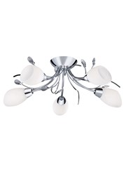 Searchlight Gardenia Ceiling 5 Light - Chrome - Crystal - Opal Glass Searchlight Gardenia Ceiling 5 Light - Chrome - Crystal - Opal Glass