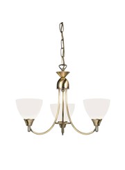 Endon Alton Pendant Light Fitting - Antique Brass & Frosted Glass - 3 Light