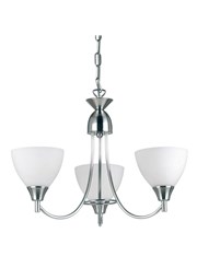 Endon Alton Pendant Light Fitting - Satin Nickel & Frosted Glass - 3 Light