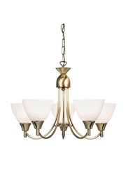 Endon Alton Pendant Light Fitting - Antique Brass & Frosted Glass - 5 Light Endon Alton Pendant Light Fitting - Antique Brass & Frosted Glass - 5 Light