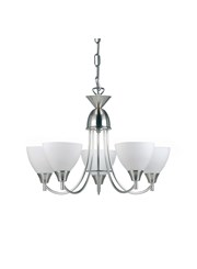 Endon Alton Pendant Light Fitting - Satin Nickel & Frosted Glass - 5 Light Endon Alton Pendant Light Fitting - Satin Nickel & Frosted Glass - 5 Light
