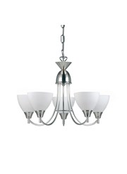 Endon Alton Pendant Light Fitting - Satin Nickel & Frosted Glass - 5 Light