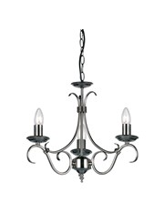 Endon Bernice Traditional Pendant Light Fitting - Antique Silver - 3 Light