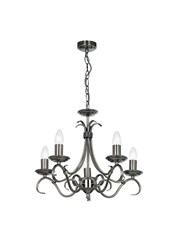 Endon Bernice Traditional Pendant Light Fitting - Antique Silver - 5 Light Endon Bernice Traditional Pendant Light Fitting - Antique Silver - 5 Light