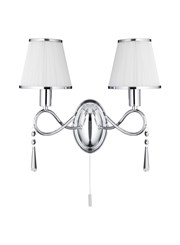 Searchlight Simplicity Double Wall Light - Chrome - With White Shades Searchlight Simplicity Double Wall Light - Chrome - With White Shades