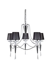 Searchlight Duchess Ceiling Pendant - 5 Light - Chrome - Black String Shades Searchlight Duchess Ceiling Pendant - 5 Light - Chrome - Black String Shades