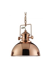 Searchlight Industrial Chain Pendant Light - Clear Lens - Copper