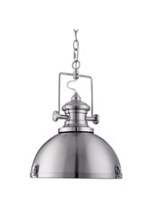 Searchlight Industrial Chain Pendant Light - Acrylic Diffuser - Satin Silver Searchlight Industrial Chain Pendant Light - Acrylic Diffuser - Satin Silver