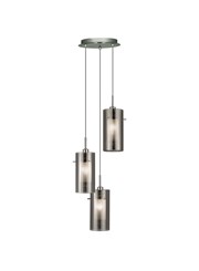 Searchlight Duo 2 - 3 Light Ceiling Multi-Drop With Smokey/Frosted Glass Shades Searchlight Duo 2 - 3 Light Ceiling Multi-Drop With Smokey/Frosted Glass Shades