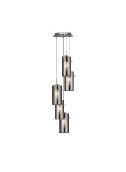 Searchlight Duo 2 - 5 Light Ceiling Multi-Drop With Smokey/Frosted Glass Shades Searchlight Duo 2 - 5 Light Ceiling Multi-Drop With Smokey/Frosted Glass Shades