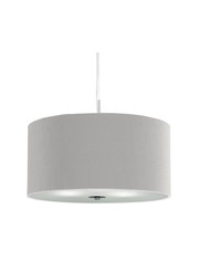 Searchlight Drum Pleat Pendant Light - Silver With Frosted Glass Diffuser - 60Cm Searchlight Drum Pleat Pendant Light - Silver With Frosted Glass Diffuser - 60Cm