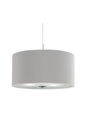 Searchlight Drum Pleat Pendant Light - Silver With Frosted Glass Diffuser - 60Cm