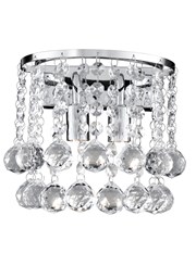 Searchlight Hanna 2 Light Wall Light - Chrome Square - Clear Crystal Balls Searchlight Hanna 2 Light Wall Light - Chrome Square - Clear Crystal Balls