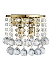 Searchlight Hanna 2 Light Wall Light - Gold Square - Clear Crystal Balls Searchlight Hanna 2 Light Wall Light - Gold Square - Clear Crystal Balls