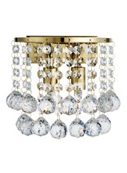 Searchlight Hanna 2 Light Wall Light - Gold Square - Clear Crystal Balls