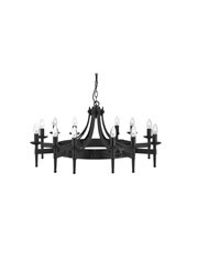 Searchlight Cartwheel 12 Light Pendant - Matt Black Wrought Iron Effect Searchlight Cartwheel 12 Light Pendant - Matt Black Wrought Iron Effect
