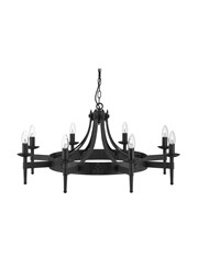 Searchlight Cartwheel 8 Light Pendant - Matt Black Wrought Iron Effect