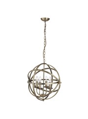 Searchlight Orbit Cage Frame Orb Pendant - Candle 4 Light - Antique Brass Searchlight Orbit Cage Frame Orb Pendant - Candle 4 Light - Antique Brass