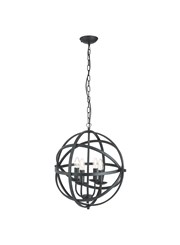 Searchlight Orbit Cage Frame Orb Pendant - Candle 4 Light - Matt Black Searchlight Orbit Cage Frame Orb Pendant - Candle 4 Light - Matt Black