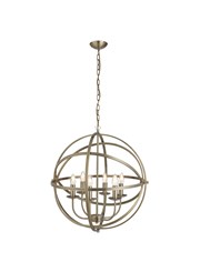 Searchlight Orbit Cage Frame Orb Pendant - Candle 6 Light - Antique Brass Searchlight Orbit Cage Frame Orb Pendant - Candle 6 Light - Antique Brass