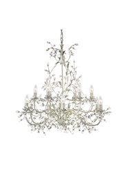 Searchlight Almandite Chandelier - 12 Light - Cream Gold Leaves & Clear Crystal Searchlight Almandite Chandelier - 12 Light - Cream Gold Leaves & Clear Crystal