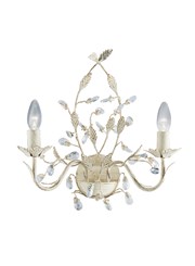 Searchlight Almandite Wall Light - 2 Light - Cream Gold Leaves And Clear Crystal Searchlight Almandite Wall Light - 2 Light - Cream Gold Leaves And Clear Crystal