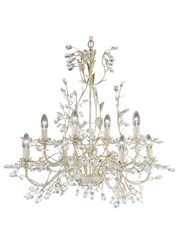 Searchlight Almandite Ceiling 8 Light - Cream Gold Leaves And Clear Crystal Searchlight Almandite Ceiling 8 Light - Cream Gold Leaves And Clear Crystal