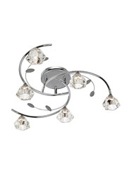 Searchlight Sierra Semi-Flush 6 Light - Chrome - Sculptured Glass Shades Searchlight Sierra Semi-Flush 6 Light - Chrome - Sculptured Glass Shades