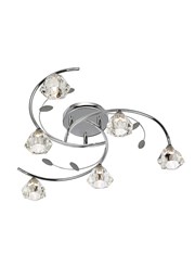 Searchlight Sierra Semi-Flush 6 Light - Chrome - Sculptured Glass Shades