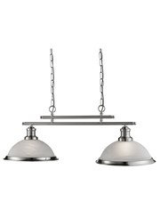 Searchlight Bistro 2 Light Industrial Ceiling Bar - Satin Silver Searchlight Bistro 2 Light Industrial Ceiling Bar - Satin Silver