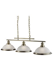 Searchlight Bistro 3 Light Industrial Ceiling Bar - Antique Brass Searchlight Bistro 3 Light Industrial Ceiling Bar - Antique Brass
