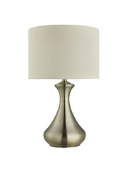 Searchlight Touch Table Lamp - Antique Brass - Fabric Cream Shade Searchlight Touch Table Lamp - Antique Brass - Fabric Cream Shade