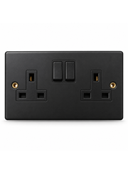 Round Edge Matt Black 13A 2G DP Switched Socket