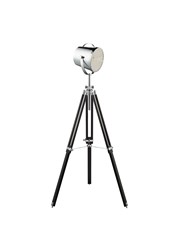 Searchlight Adjustable Stage Light Floor Lamp -  Chrome Shade - Black Tripod Searchlight Adjustable Stage Light Floor Lamp -  Chrome Shade - Black Tripod