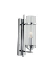Searchlight Milo Single Candle Wall Light - Glass Cylinder Shade - Chrome Searchlight Milo Single Candle Wall Light - Glass Cylinder Shade - Chrome