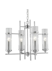 Searchlight Milo Ceiling Candle 4 Light - Glass Cylinder Shade - Chrome Searchlight Milo Ceiling Candle 4 Light - Glass Cylinder Shade - Chrome