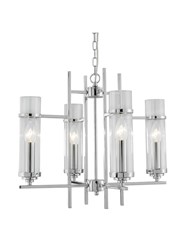 Searchlight Milo Ceiling Candle 4 Light - Glass Cylinder Shade - Chrome