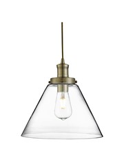 Searchlight Pyramid Domed Glass Pendant Ceiling Light - Antique Brass Searchlight Pyramid Domed Glass Pendant Ceiling Light - Antique Brass