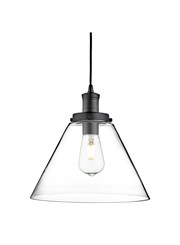 Searchlight Pyramid Domed Glass Pendant Ceiling Light - Black Searchlight Pyramid Domed Glass Pendant Ceiling Light - Black
