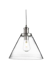 Searchlight Pyramid Domed Glass Pendant Ceiling Light - Chrome