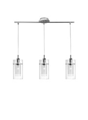 Searchlight Duo I - 3 Light Bar Pendant - Chrome - Double Glass Searchlight Duo I - 3 Light Bar Pendant - Chrome - Double Glass
